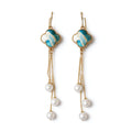 Song Brocade Pearl Tassel Earrings