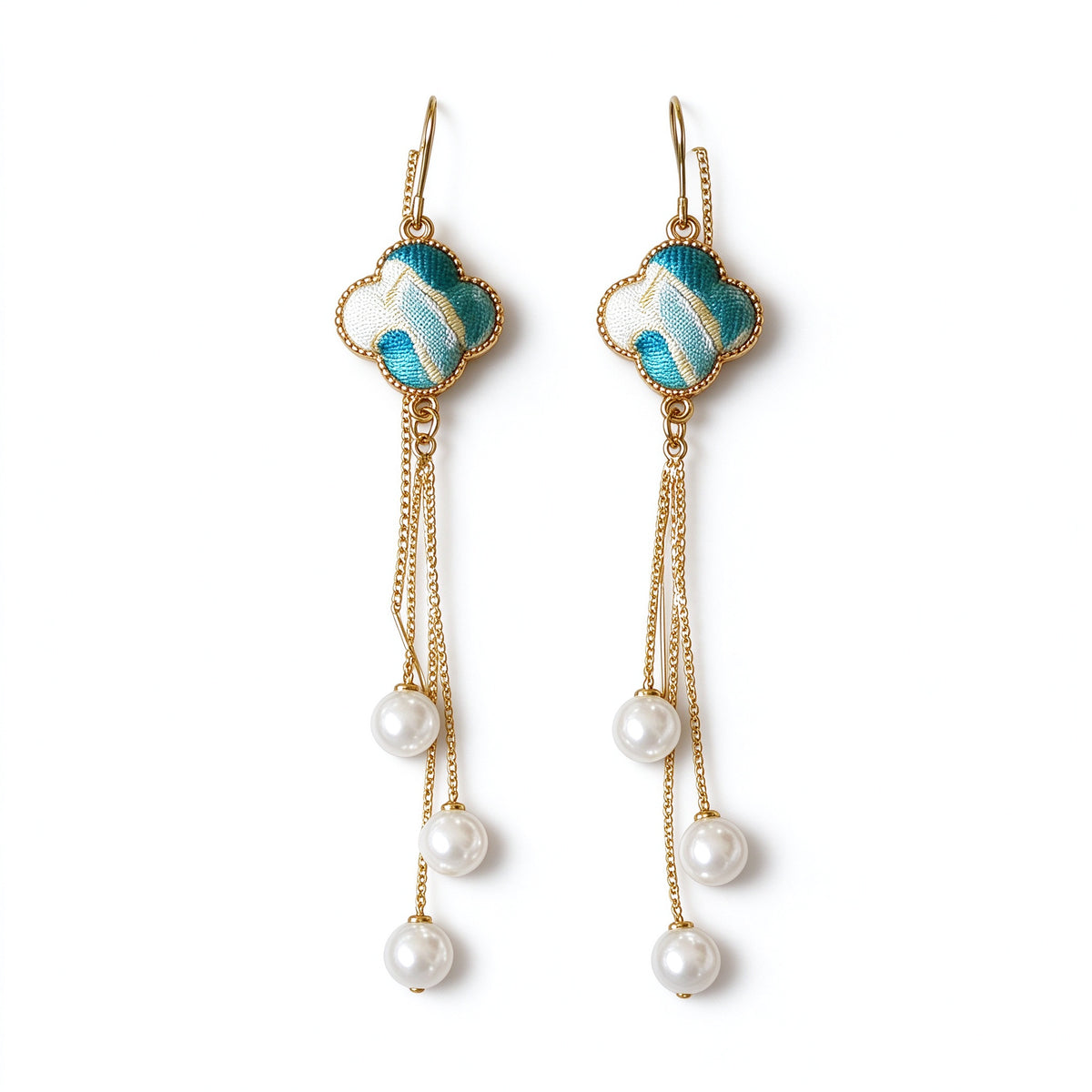 Song Brocade Pearl Tassel Earrings