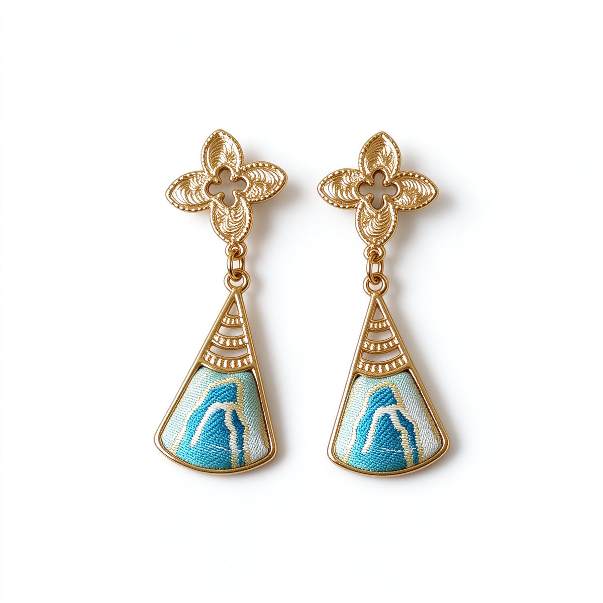 Song Brocade Triangle Earrings