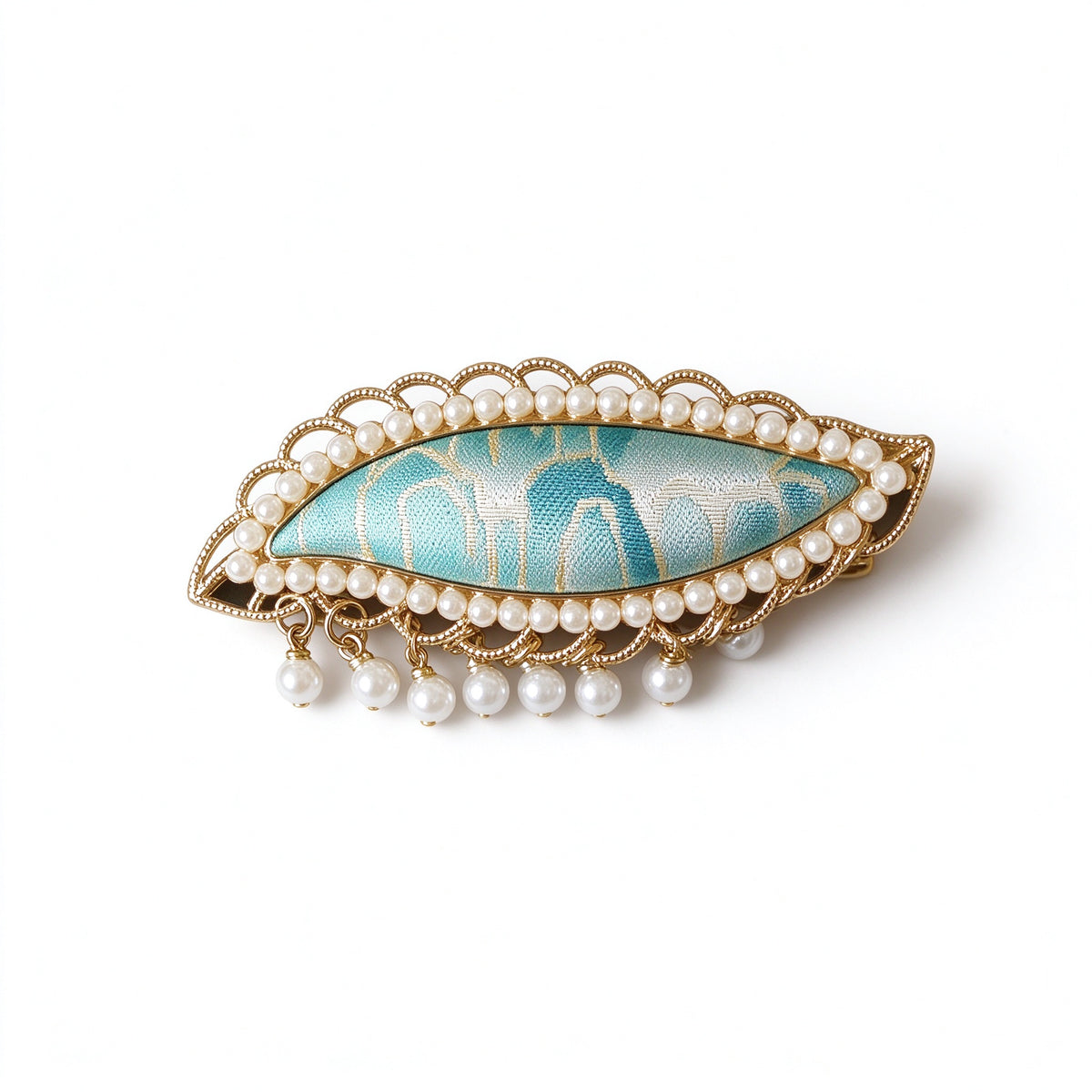 Song Brocade Leaf Pearl Hair Clip