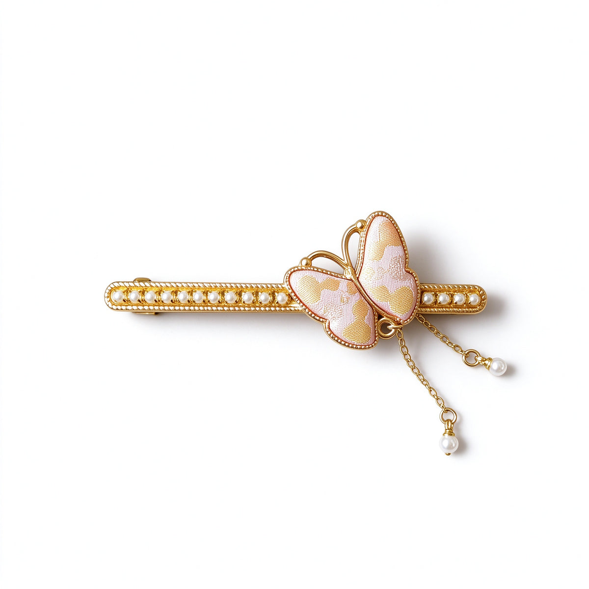 Song Brocade Butterfly Pearl Barrette