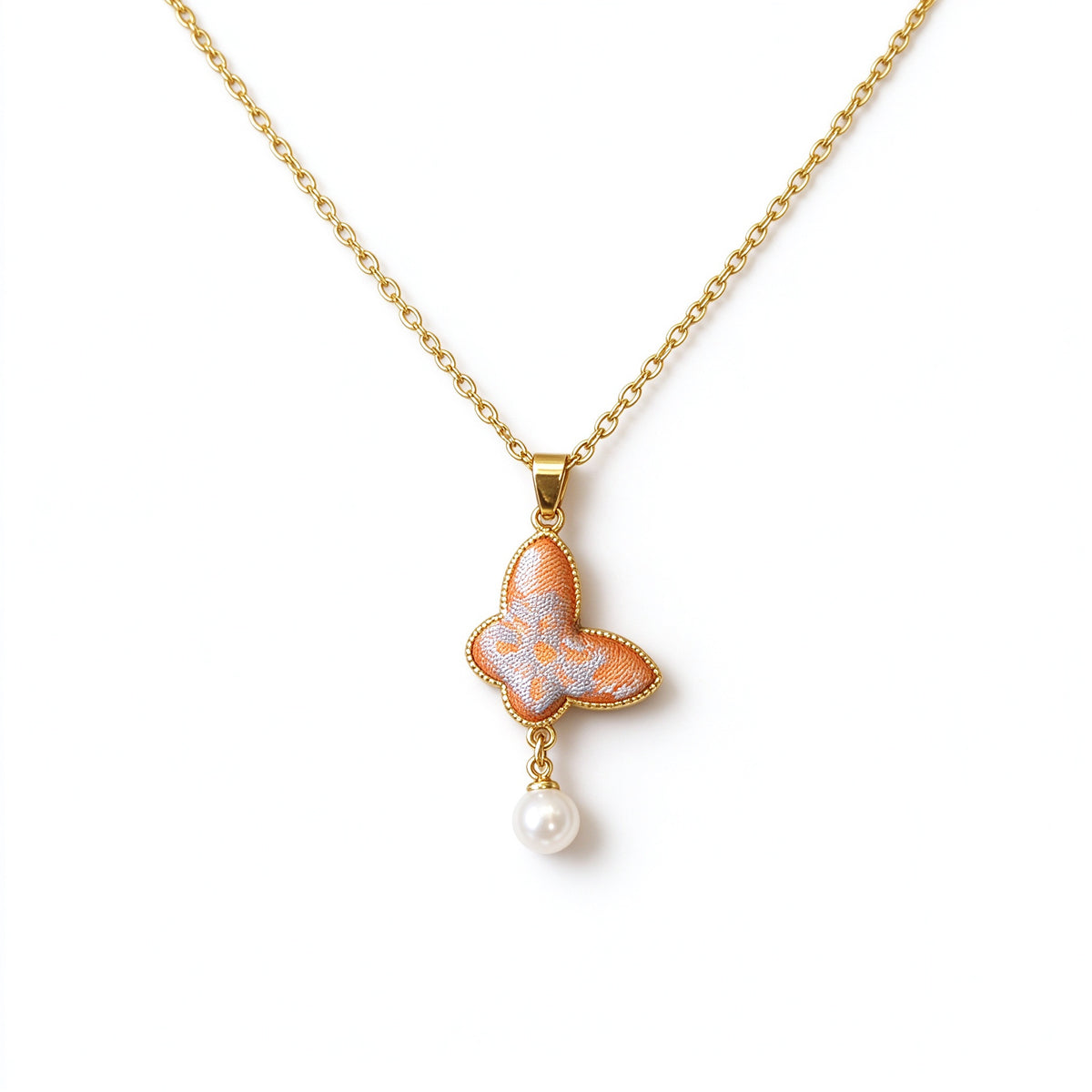 Song Brocade Butterfly Pearl Necklace