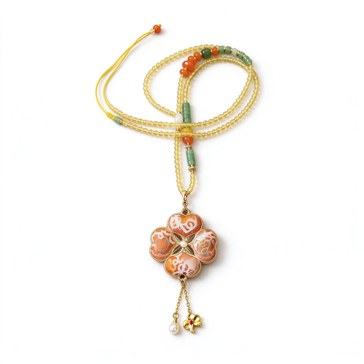 Song Brocade Four-Petal Flower Necklace