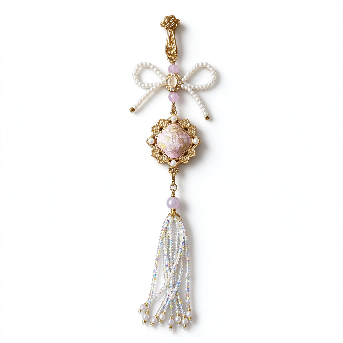 Song Brocade Pearl Bow Press-Fringe