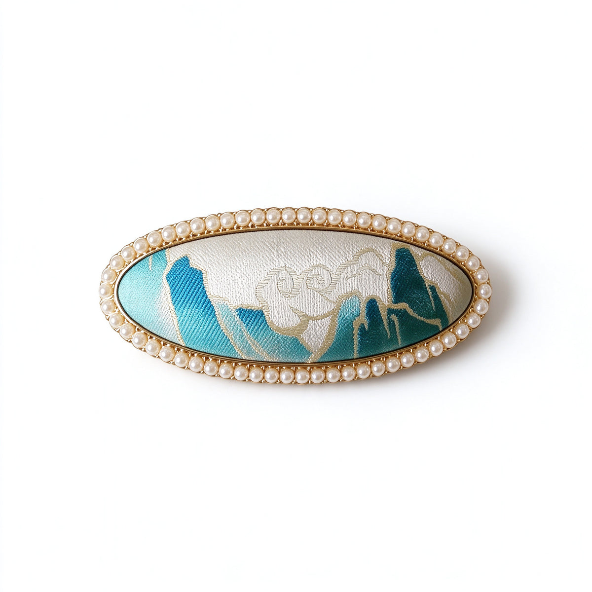 Song Brocade Oval Pearl Hair Clip
