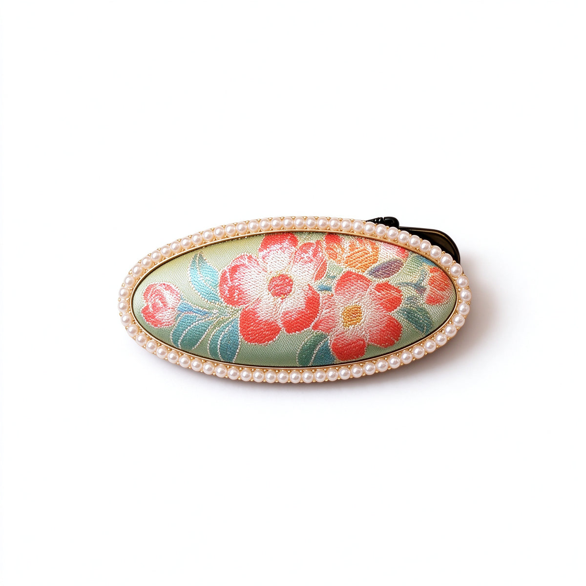 Song Brocade Medium Oval Peony Barrette